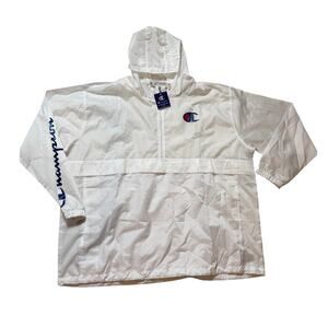 Champion White Men's Windbreaker 3/4 Zip Logo on Arm Brand New Size 5XL